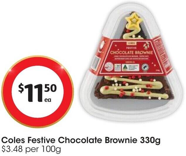 Coles Festive Chocolate Brownie 330g offer at Coles