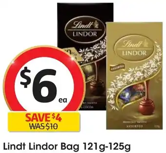 Coles Lindt Lindor Bag 121g-125g offer