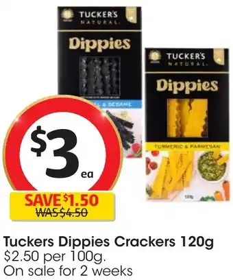 Coles Tuckers Dippies Crackers 120g offer