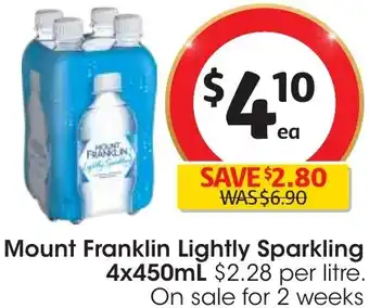 Coles Mount Franklin Lightly Sparkling 4x450mL offer