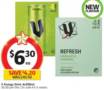 Coles V Energy Drink 4x250mL offer