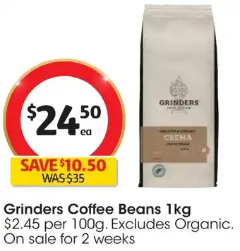 Coles Grinders Coffee Beans 1kg offer