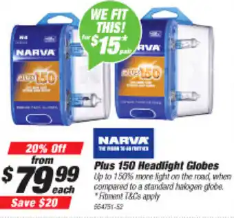 Narva Plus 150 Headlight Globes