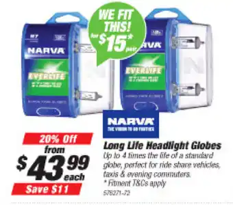 Sprint Auto Parts Narva Long Life Headlight Globes offer