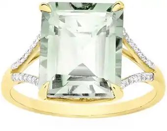 Goldmark 9ct gold green amethyst emerald cut dress ring offer