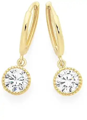 Goldmark 9ct gold cubic zirconia round huggie earrings offer