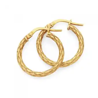 Goldmark 9ct gold on silver 15mm diamond-cut hoop earrings offer