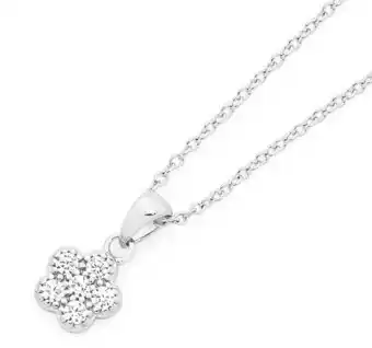 Sterling silver cubic zirconia pave flower pendant
