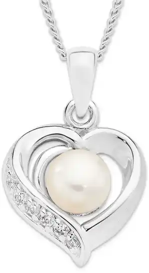 Goldmark Sterling silver cultured freshwater pear in cubic zirconia heart pendant offer