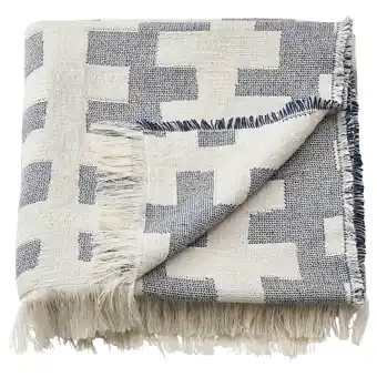 Slånspinnmal throw, off-white/dark blue, 130x170 cm