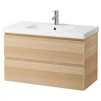 IKEA Godmorgon / odensvik wash-stand with 2 drawers, white stained oak effect/dalskär tap, 103x49x64 cm offer
