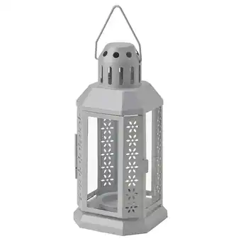 IKEA Enrum lantern for tealight, in/outdoor silver-colour, 22 cm offer