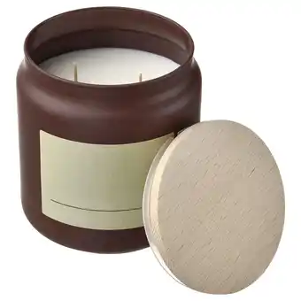 Rosenslån scented cndl in glass w lid/2 wicks, amber & rose/red/brown, 70 hr
