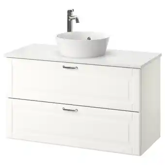 IKEA Godmorgon/tolken / kattevik wsh-stnd w countertop 40 wash-basin, kasjön white/marble effect voxnan tap, 102x49x75 cm offer