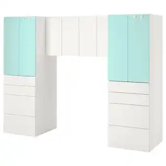 IKEA Småstad storage combination, white/pale turquoise, 240x57x181 cm offer