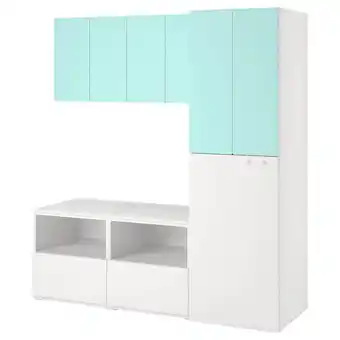 IKEA Småstad storage combination, white pale turquoise/with pull-out, 180x57x196 cm offer
