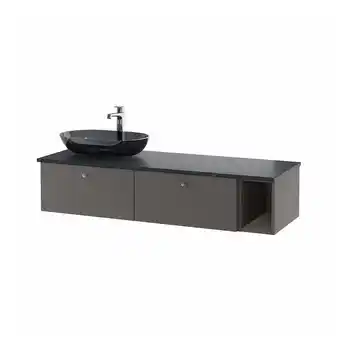 IKEA Godmorgon/tolken / oxmyren wsh-stnd w countertop wsh-basin, gillburen dark grey/black marble effect brogrund tap, 142x49x43 c offer