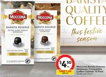 Moccona Barista Reserve Nespresso Compatible Coffee Capsule 10 Pack