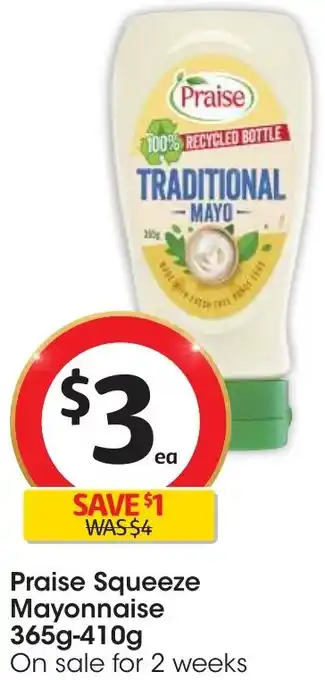 Coles Praise Squeeze Mayonnaise 365g-410g offer