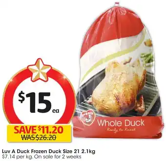 Coles Luv A Duck Frozen Duck Size 21 2.1kg offer