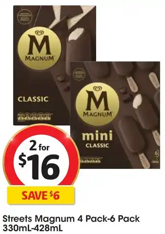 Coles Streets Magnum 4 Pack-6 Pack 330mL-428mL offer