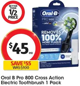 Coles Oral B Pro 800 Cross Action Electric Toothbrush 1 Pack offer