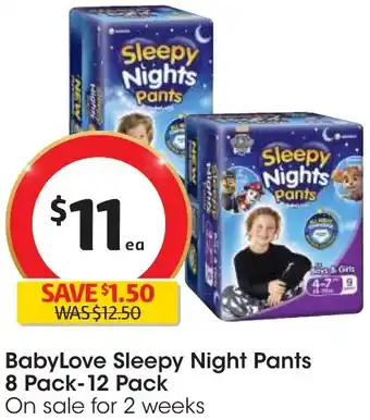 Coles BabyLove Sleepy Night Pants 8 Pack-12 Pack offer