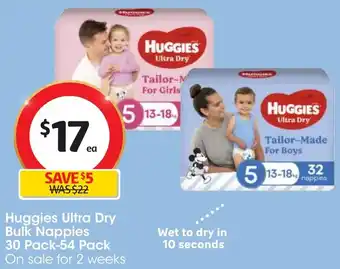 Coles Huggies Ultra Dry Bulk Nappies 30 Pack-54 Pack offer