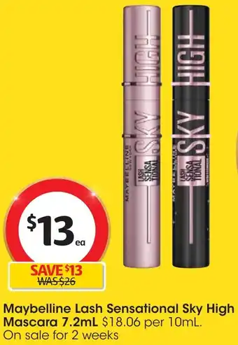 Coles Maybelline Lash Sensational Sky High Mascara 7.2mL offer