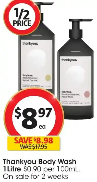 Coles Thankyou Body Wash 1 Litre offer