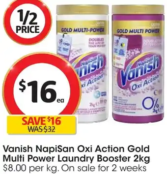 Coles Vanish NapiSan Oxi Action Gold Multi Power Laundry Booster 2kg offer