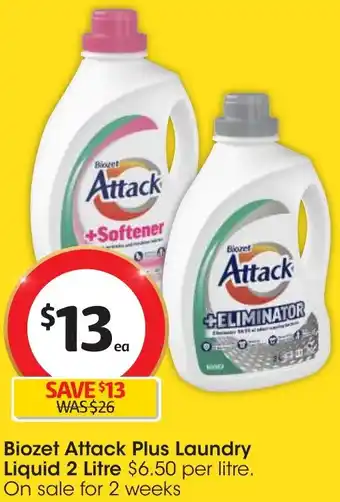 Coles Biozet Attack Plus Laundry Liquid 2 Litre offer