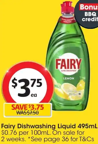 Coles Fairy Dishwashing Liquid 495mL offer