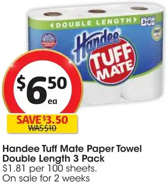 Handee Tuff Mate Paper Towel Double Length 3 Pack