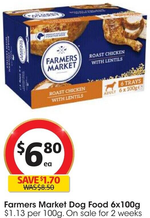 Farmers Market Dog Food 6x100g offer at Coles