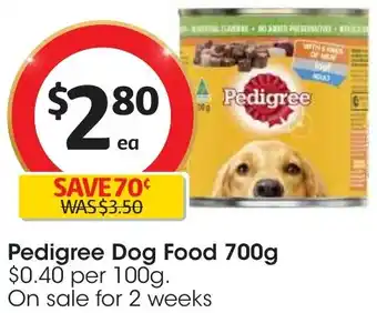 Coles Pedigree Dog Food 700g offer