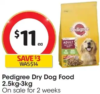 Coles Pedigree Dry Dog Food 2.5kg-3kg offer