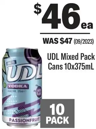 Coles UDL Mixed Pack Cans 10x375mL offer
