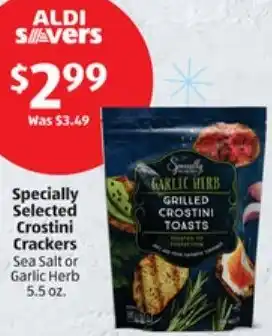 ALDI Specially Selected Crostini Crackers Sea Salt or Garlic Herb offer