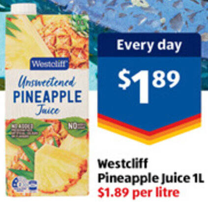 Westcliff Pineapple Juice 1L offer at ALDI