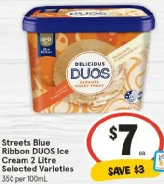IGA Streets Blue Ribbon DUOS Ice Cream 2 Litre offer