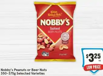 IGA Nobby's Peanuts or Beer Nuts 350-375g offer