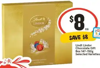 IGA Lindt Lindor Chocolate Gift Box 147-150g offer