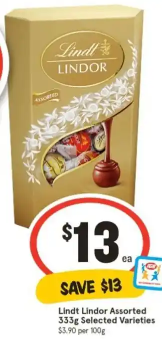 IGA Lindt Lindor Assorted 333g offer