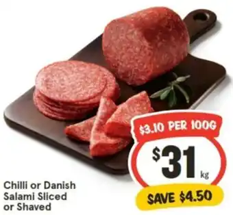 IGA Chilli or Danish Salami Sliced or Shaved offer