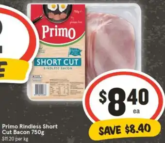 IGA Primo Rindless Short Cut Bacon 750g offer