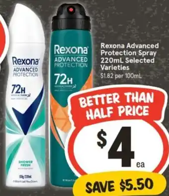 IGA Rexona Advanced Protection Spray 220mL offer