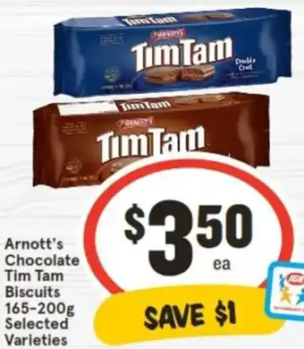 IGA Arnott's Chocolate Tim Tam Biscuits 165-200g offer