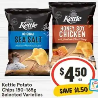 IGA Kettle Potato Chips 150-165g offer