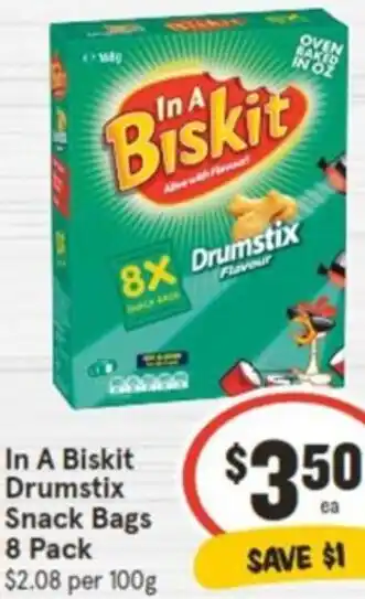 IGA In A Biskit Drumstix Snack Bags 8 Pack offer